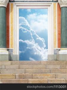 Door to heaven. Conceptual design. God and religion scene.