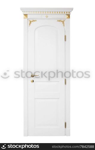 door with a golden ornament on a white background