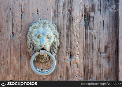 Doors with door knocker in the shape of lion head