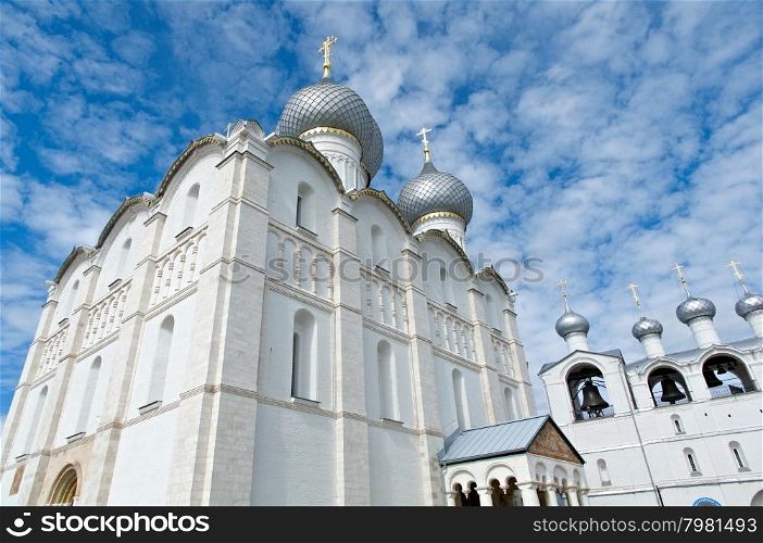 Dormition Cathedral .Kremlin of ancient town of Rostov Veliky.Russia