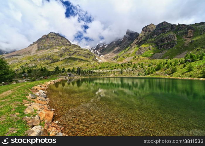 Doss dei Gembri small lake in Pejo Valley, Trentino, Italy