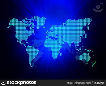 Dot World map business background. Blue colors lights on background