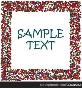Dots frame illustration with sample text in various colors