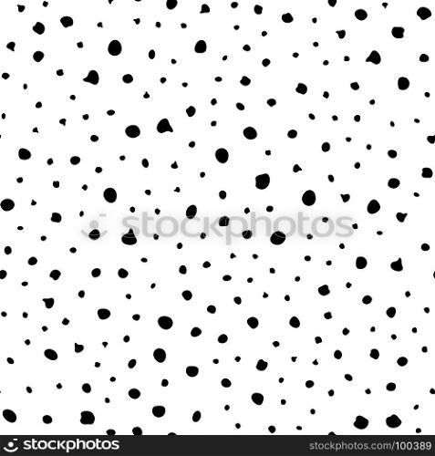 Dotted Black Ink Pattern on White Background. Geometric Polka Terxtured Ornament. Dotted Black Ink Pattern