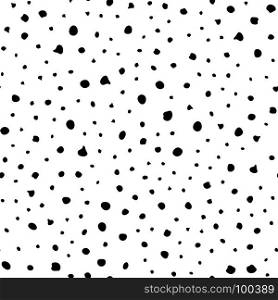Dotted Black Ink Pattern on White Background. Geometric Polka Terxtured Ornament. Dotted Black Ink Pattern