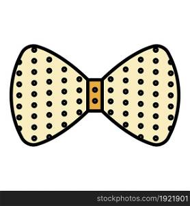 Dotted bow tie icon. Outline dotted bow tie vector icon color flat isolated on white. Dotted bow tie icon color outline vector