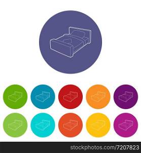 Double bed icons color set vector for any web design on white background. Double bed icons set vector color