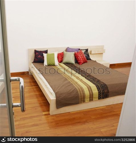 Double bed in a bedroom