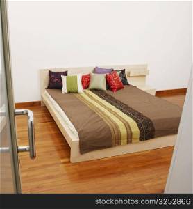 Double bed in a bedroom