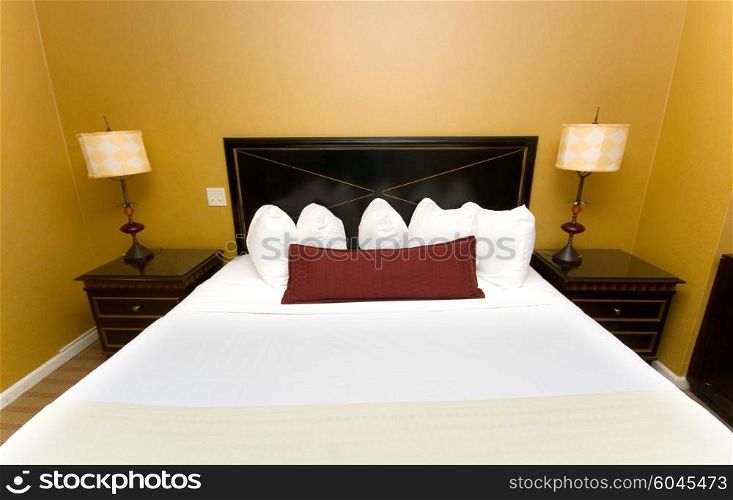 Double bed in the hotel room&#xA;