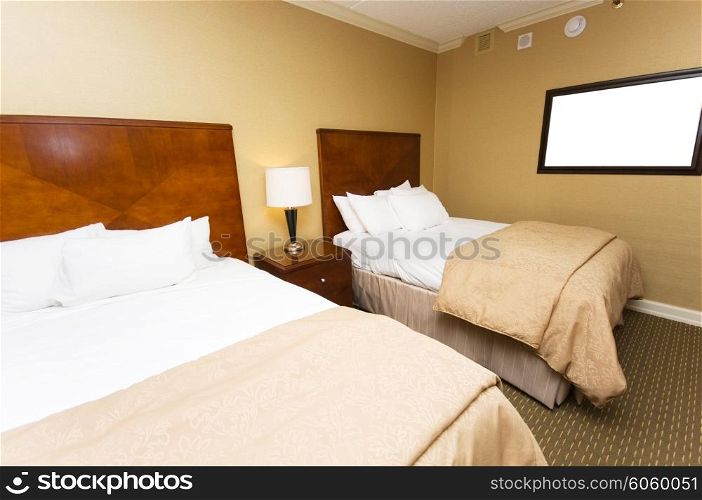Double bed in the hotel room&#xA;