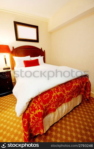 Double bed in the modern interior room