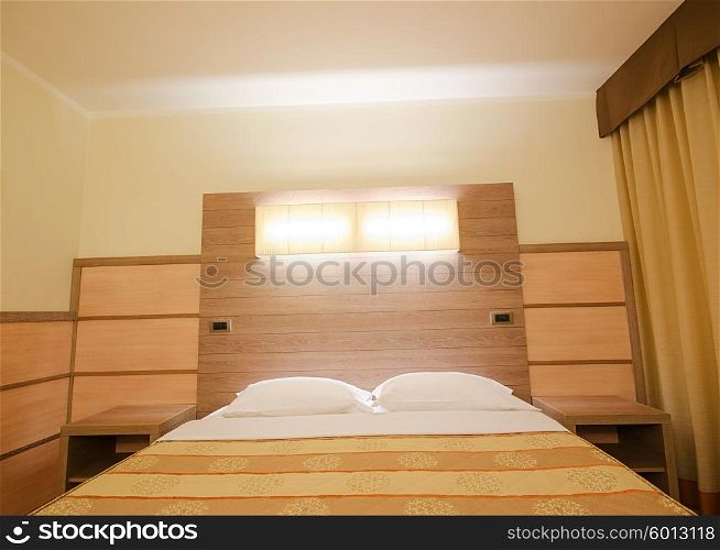 Double bed in the modern room