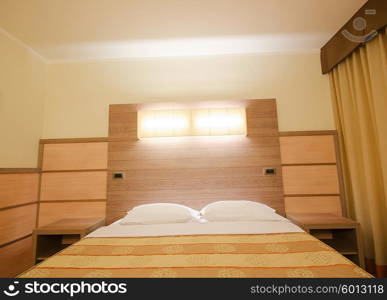 Double bed in the modern room