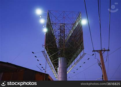 Double Billboard and Power Pole at Night