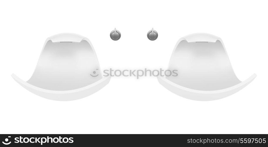 double ceramic bathroom sink isolated on white background