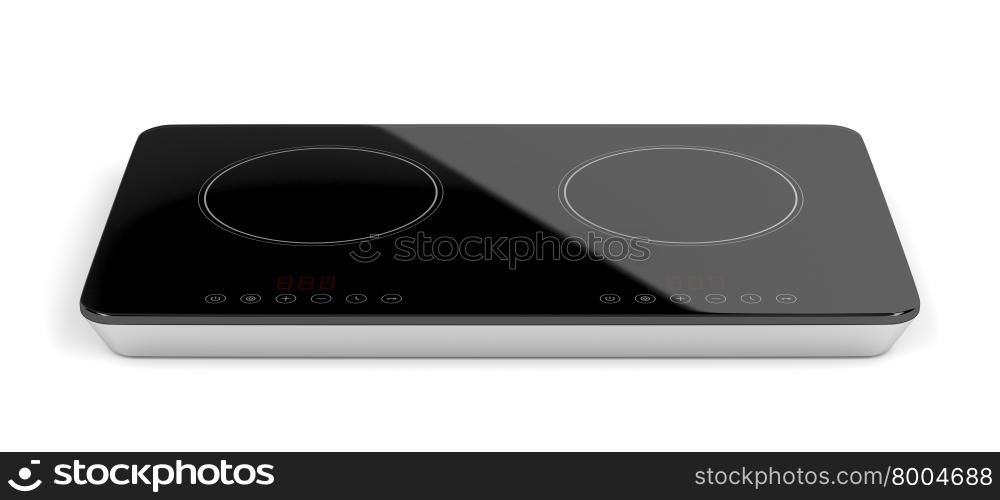 Double ceramic cooktop on white background