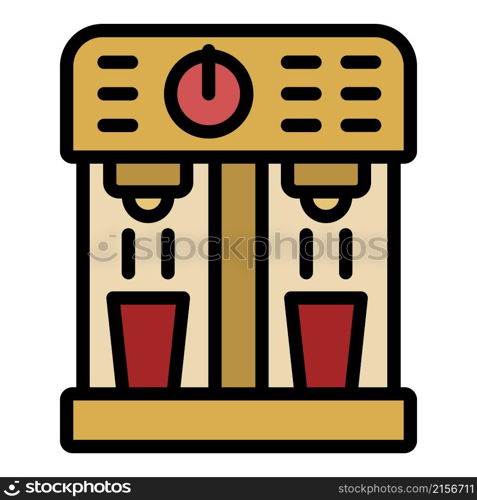 Double coffee machine icon. Outline double coffee machine vector icon color flat isolated. Double coffee machine icon color outline vector