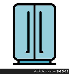 Double door fridge icon. Outline double door fridge vector icon color flat isolated. Double door fridge icon color outline vector