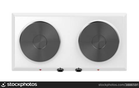 Double hot plate isolated on white background, top view