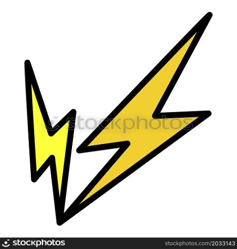 Double lightning icon. Outline Double lightning vector icon color flat isolated. Double lightning icon color outline vector