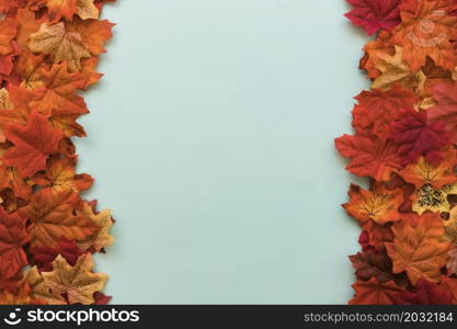 double sided flat lay autumn leaves