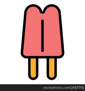 Double stick ice cream icon. Outline double stick ice cream vector icon color flat isolated. Double stick ice cream icon color outline vector