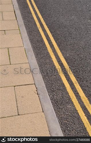 double yellow lines on the asphalt road (forbidden parking)