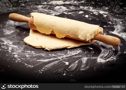 dough and rolling pin