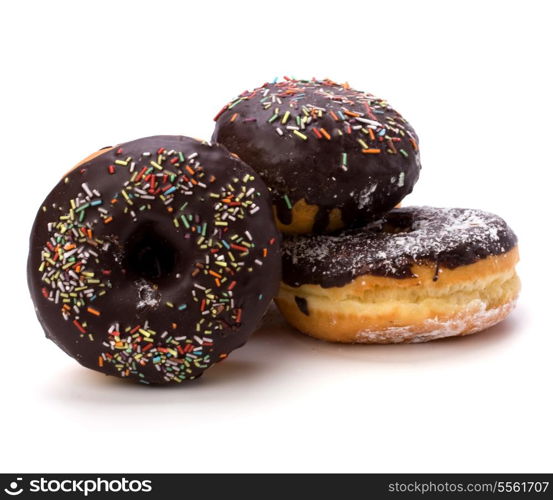 Doughnut with chocolate cream isolated on white background