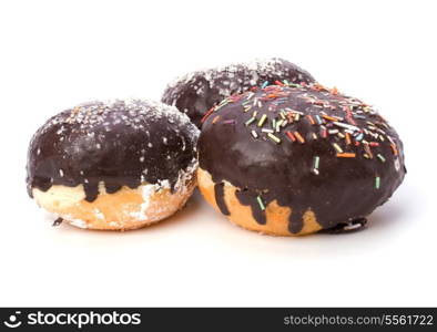 Doughnut with chocolate cream isolated on white background