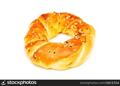 Doughnut with poppy-seeds isolated on the white