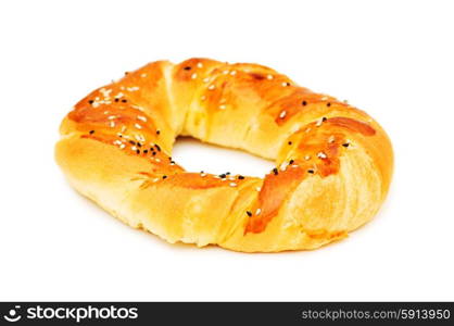 Doughnut with poppy-seeds isolated on the white