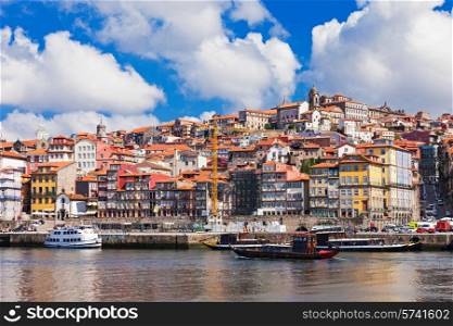 Douro river and traditional boats in Porto, Portugal