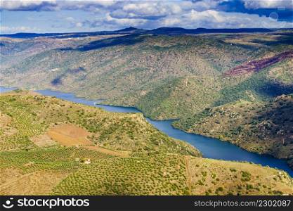 Douro river landscape. Border between Portugal and Spain. National Parks. View from Penedo Durao lookout.. Douro river. Border between Portugal and Spain.