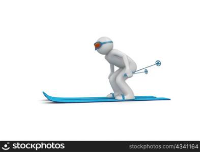 Downhill skier 2 (3d isolated characters on white background, sports series)