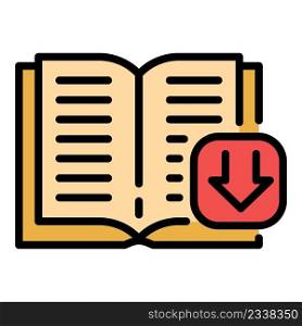 Download digital book icon. Outline download digital book vector icon color flat isolated. Download digital book icon color outline vector