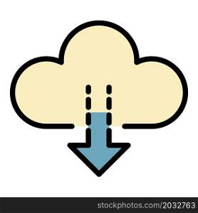 Download from the cloud icon. Outline download from the cloud vector icon color flat isolated. Download from the cloud icon color outline vector