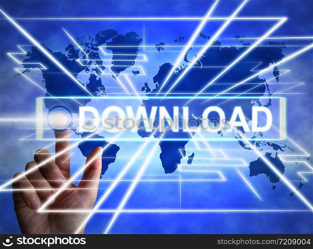 Download icon concept depicts receiving information or data on the internet. System transfer to home PC - 3d illustration