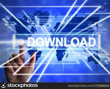 Download icon concept depicts receiving information or data on the internet. System transfer to home PC - 3d illustration