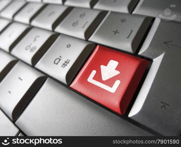 Download web pc key Internet concept with icon and symbol on a red laptop computer key for website, blog and on line business.