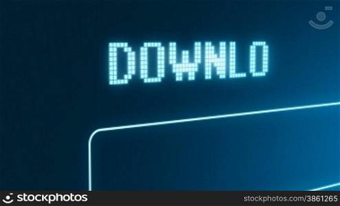 Downloading complete animation concept on lcd screen
