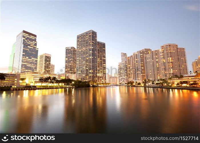 Downtown and real estates developments at Brickell Key, Miami, Florida, USA