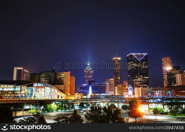 Downtown Atlanta, Georgia at the night time