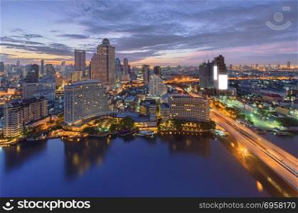 Downtown Bangkok at Chao Phraya River, Thailand