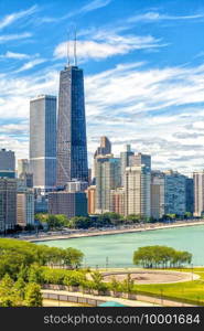 Downtown chicago skyline cityscape in Illinois, USA
