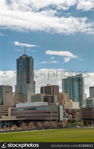 Downtown Denver cityscape on a sunny day