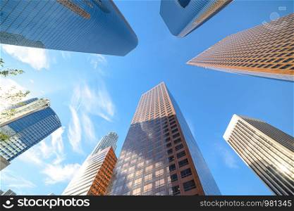 Downtown Los Angeles skyscrapers at sunny day
