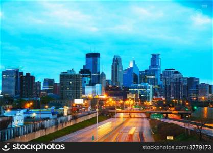 Downtown Minneapolis, Minnesota at sunrise