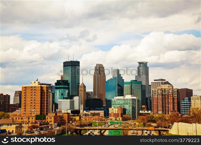 Downtown Minneapolis, Minnesota on a cloudy day